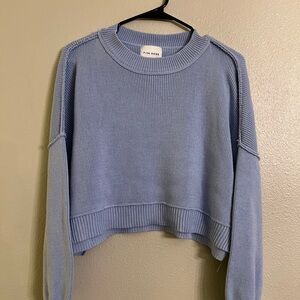 Knit Cropped Sweater, Periwinkle Blue, Large